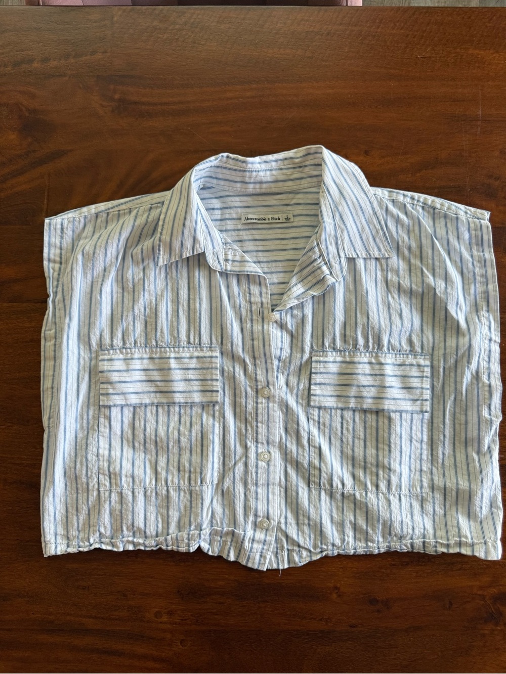 Abercrombie & Fitch Cropped Striped Button Front Shirt Size Large